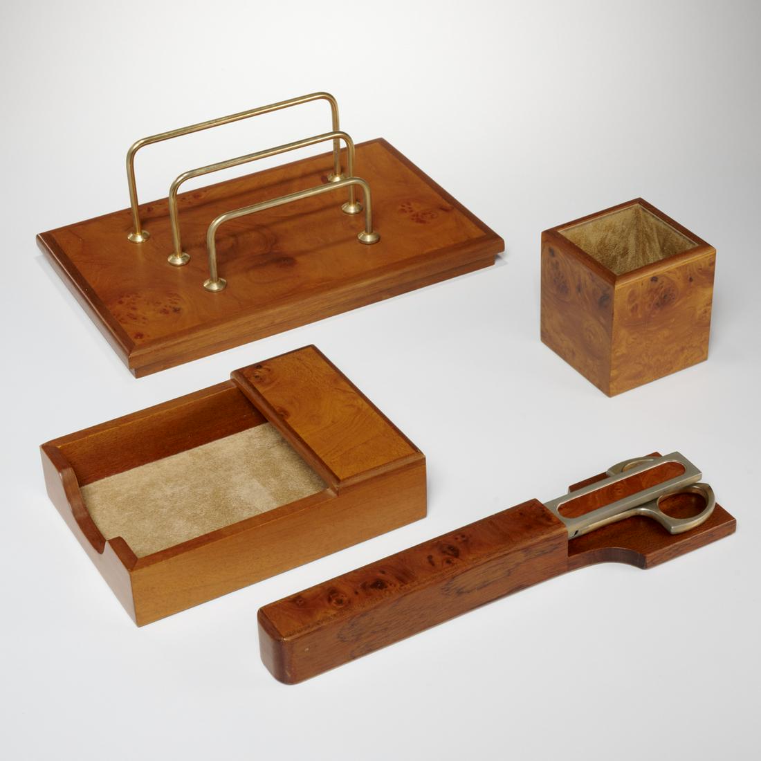 Italian burlwood executive desk set (1 of 8)