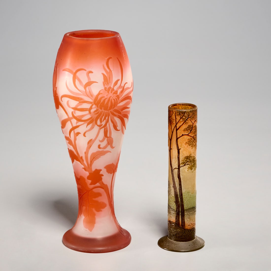 (2) French cameo glass vases, Galle & Legras (1 of 9)