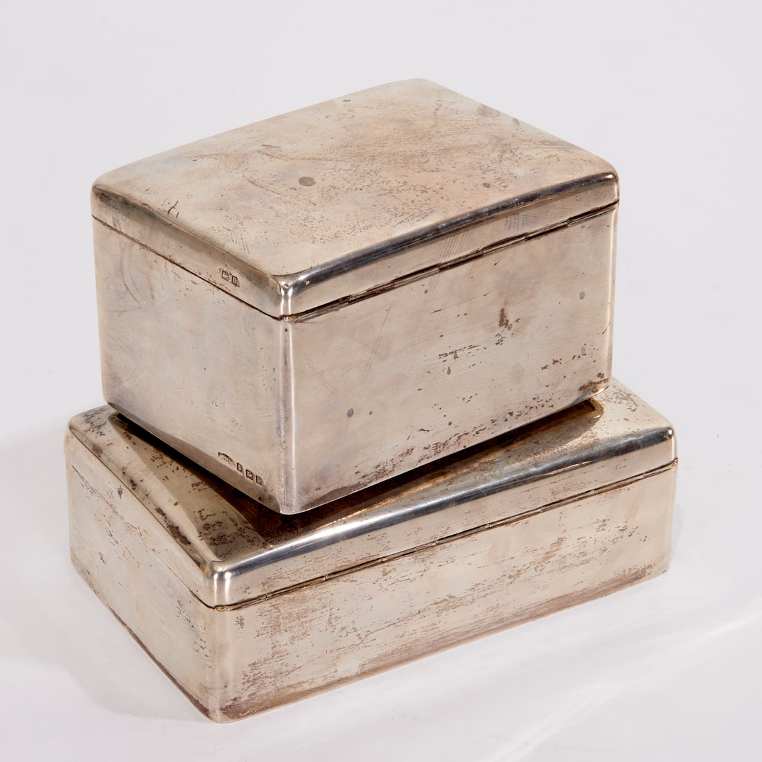 (2) Antique English sterling cigar humidors (1 of 10)