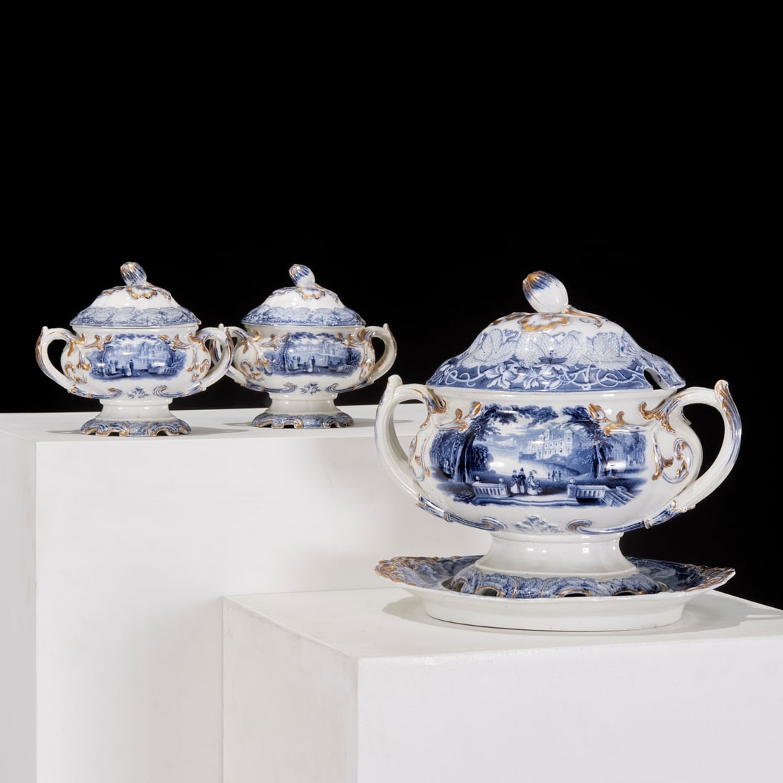 Francis Morley & Co., (3) flow blue tureens (1 of 12)