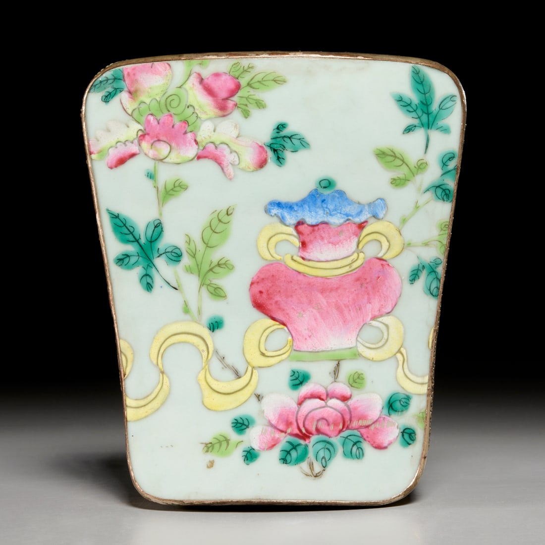 Chinese porcelain plaque mounted silvered box (1 of 6)