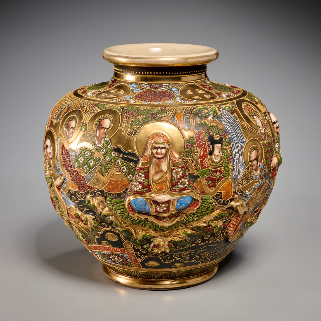 Old Japanese Satsuma Immortals vase (1 of 6)