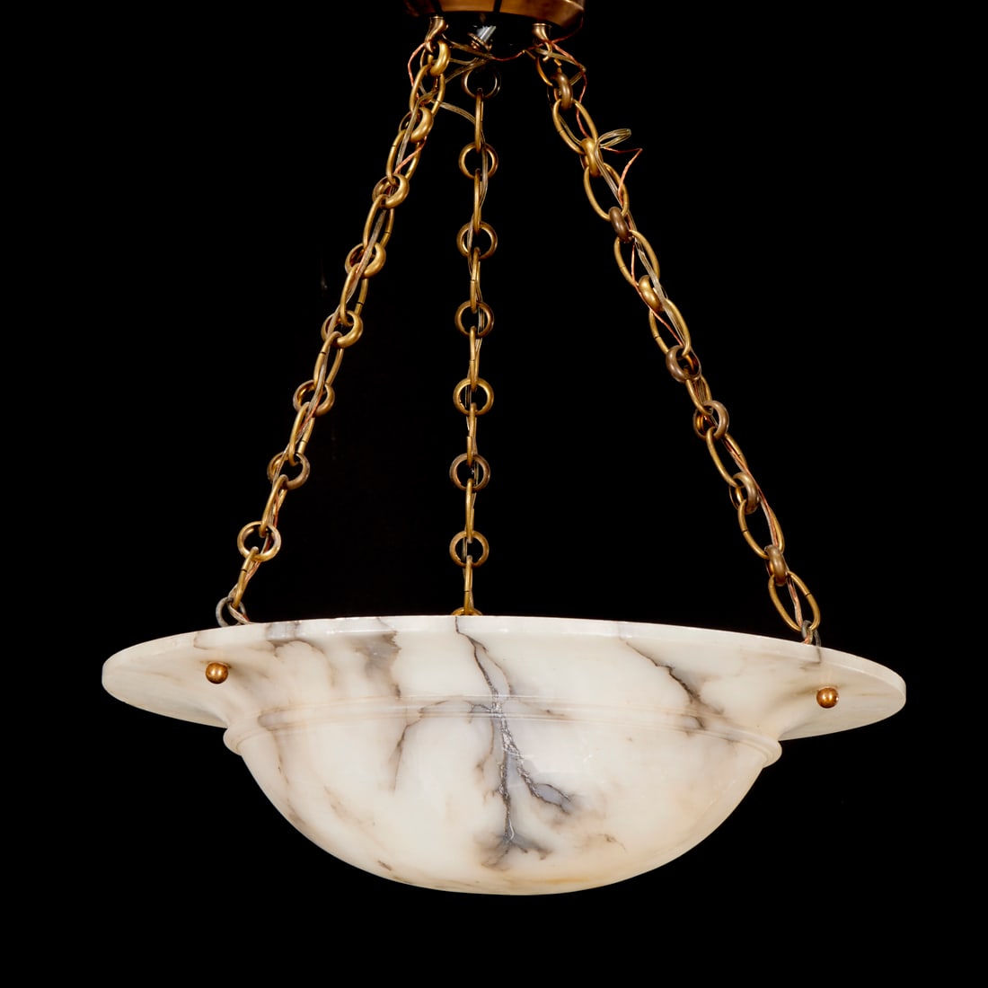 Art Deco alabaster bowl pendant chandelier (1 of 4)