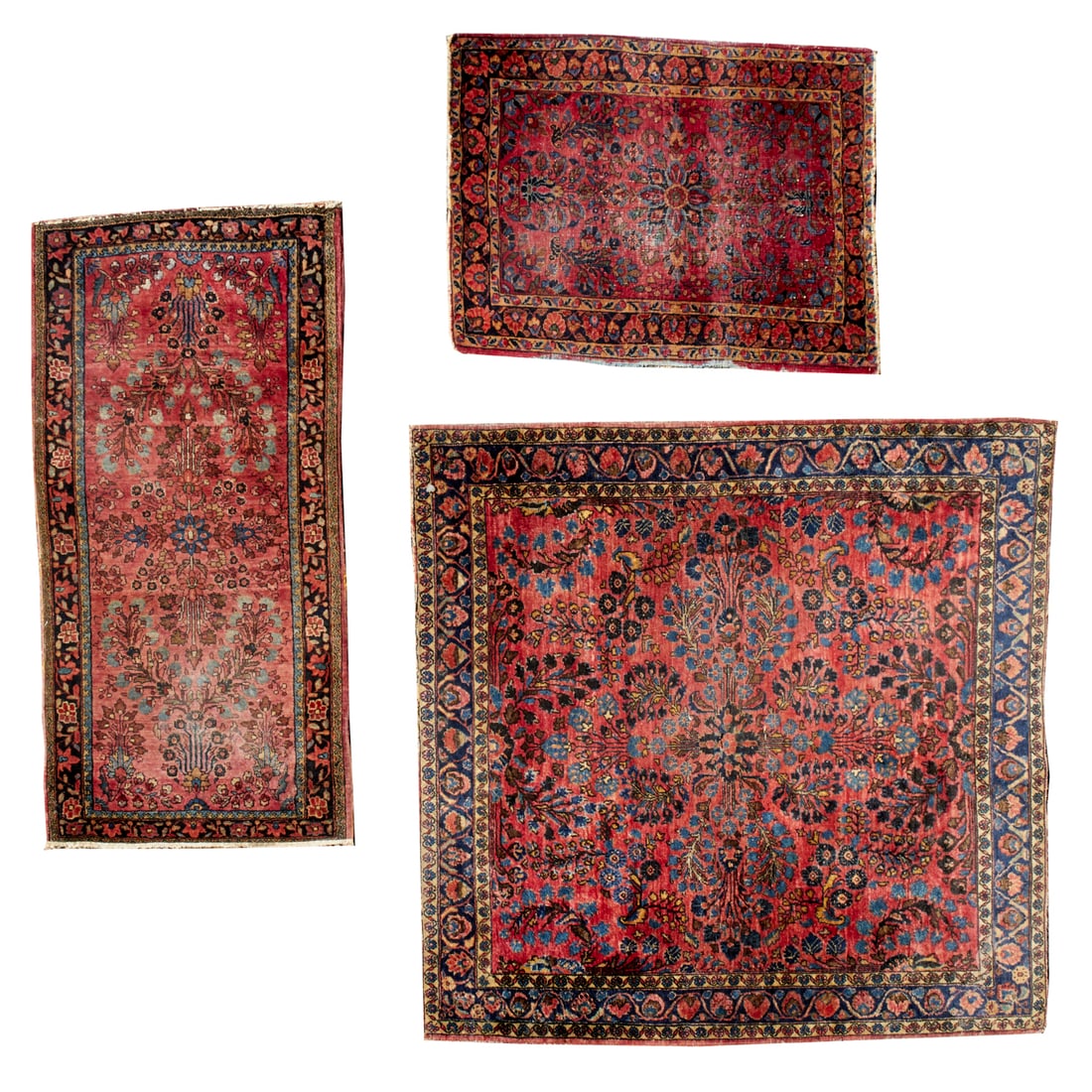 (3) vintage Sarouk rugs and mats (1 of 7)