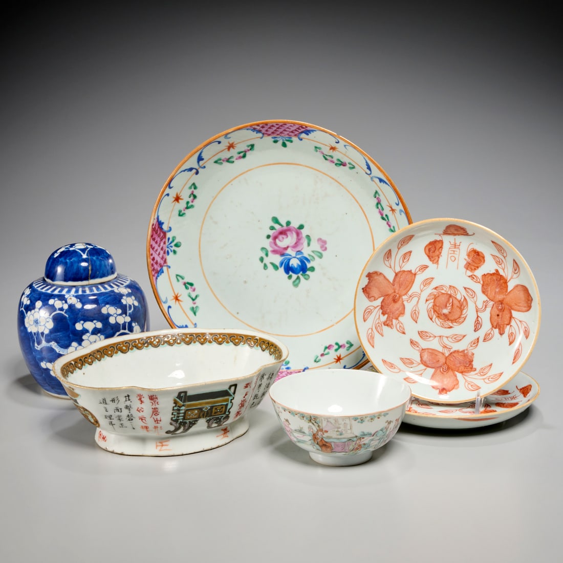 Group antique Chinese porcelain tablewares (1 of 12)