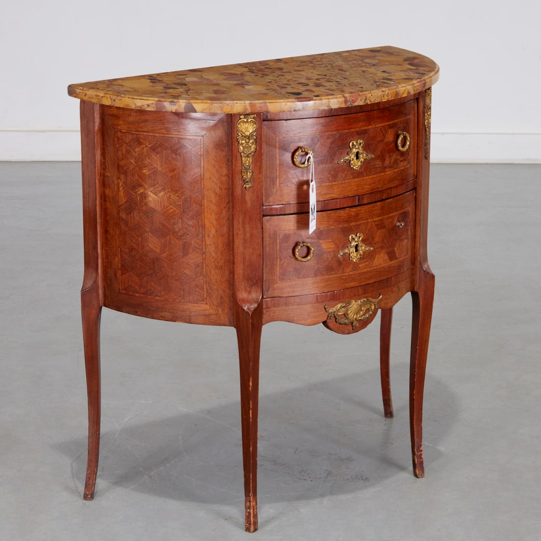 Louis XV style parquetry demilune commode (1 of 7)