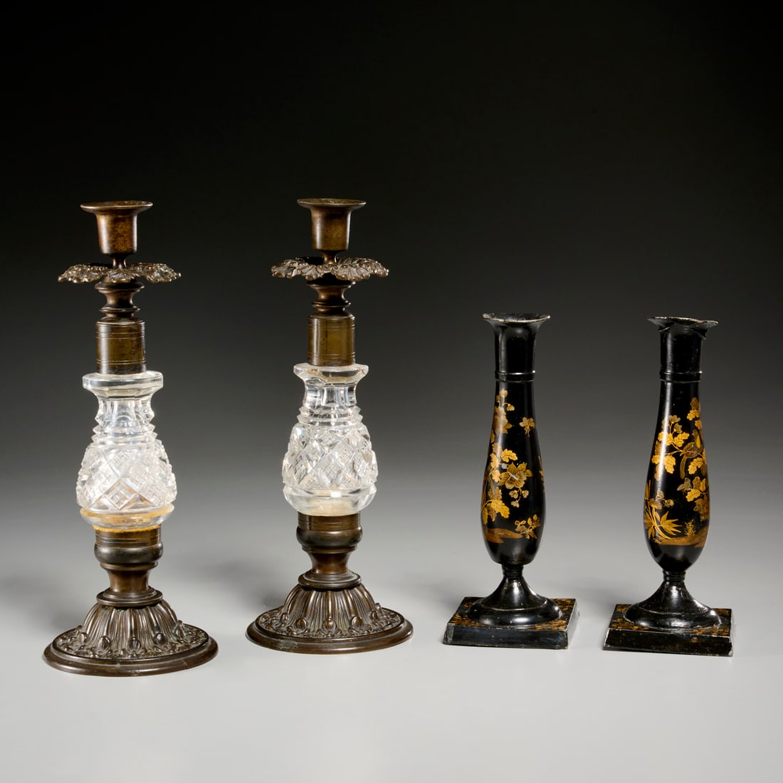 (2) Pairs antique English candlesticks (1 of 8)
