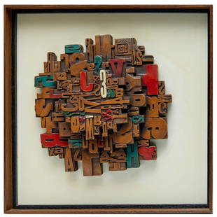 Sheldon Rose, cast acrylic wall sculpture, 1968: Sheldon Rose, cast acrylic wall sculpture, 1968, Sheldon Rose (British, 20th c.), Alphasculpt, cast signed, titled and dated, mounted to board and wood shadowbox frame, 16"squ (sculpture), 25"squ (fra