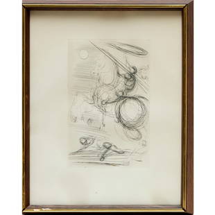 Salvador Dali, "Don Quixote" etching: Salvador Dali, "Don Quixote" etching, Salvador Dali (Spanish, 1904-1989), "Don Quixote", published by The Collector's Guild, New York, with embossed authentication label verso, 13.5"h x 10.5"w