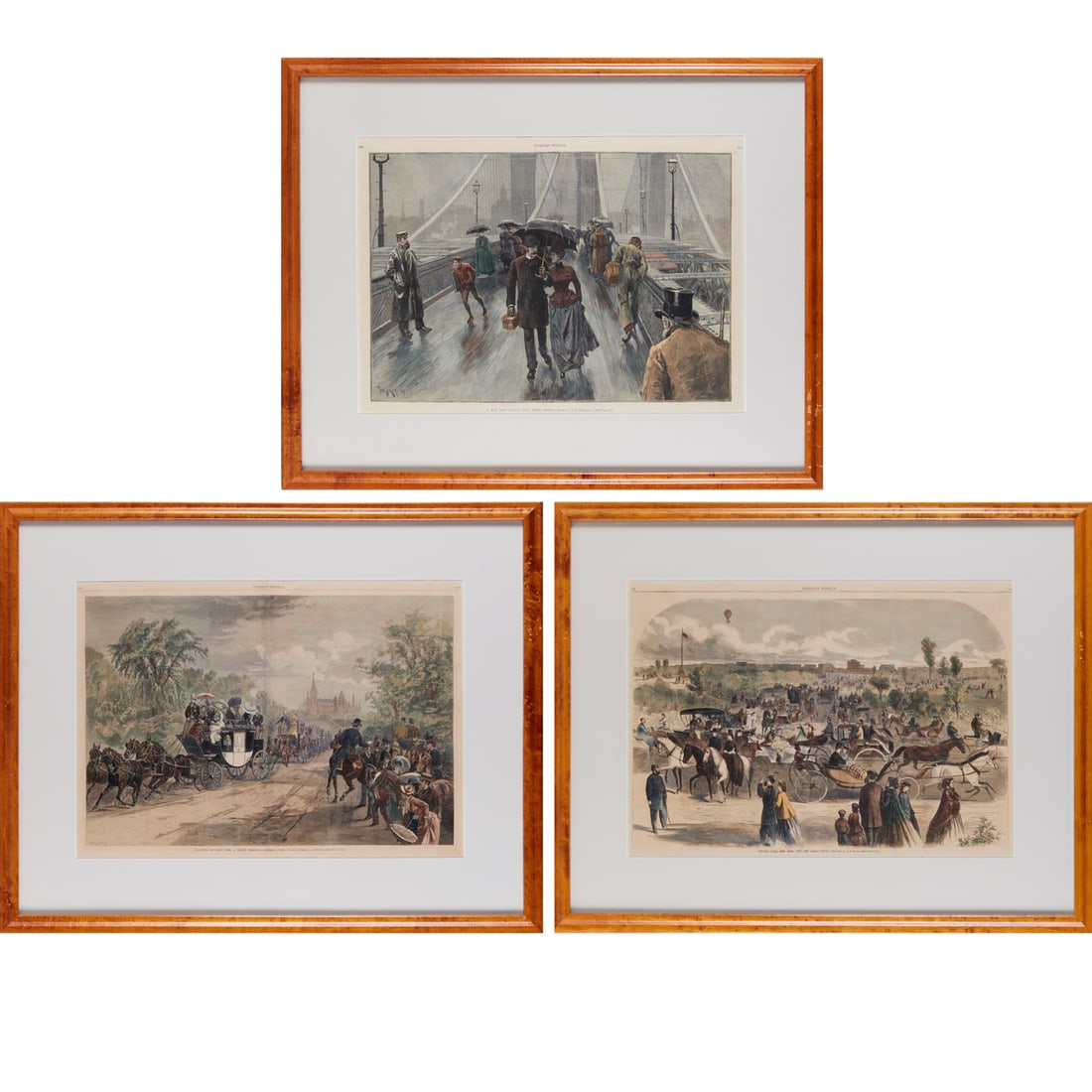 (3) Hand-colored engravings, New York City (1 of 11)