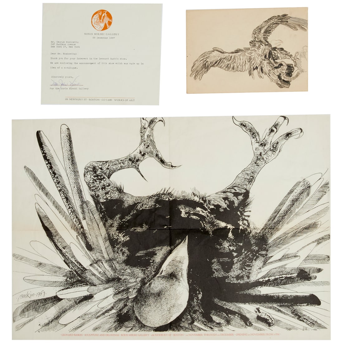 Leonard Baskin (attrib.), sketch and poster, 1967 (1 of 6)