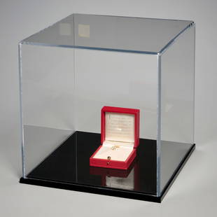 Sophie Calle, Pop-Art sculpture, 1999: Sophie Calle, Pop-Art sculpture, 1999, Sophie Calle (French, b. 1953) "The dice", single plastic die, set into leather-covered jewelry type case, inside top cushion lettered in gold, inside bottom