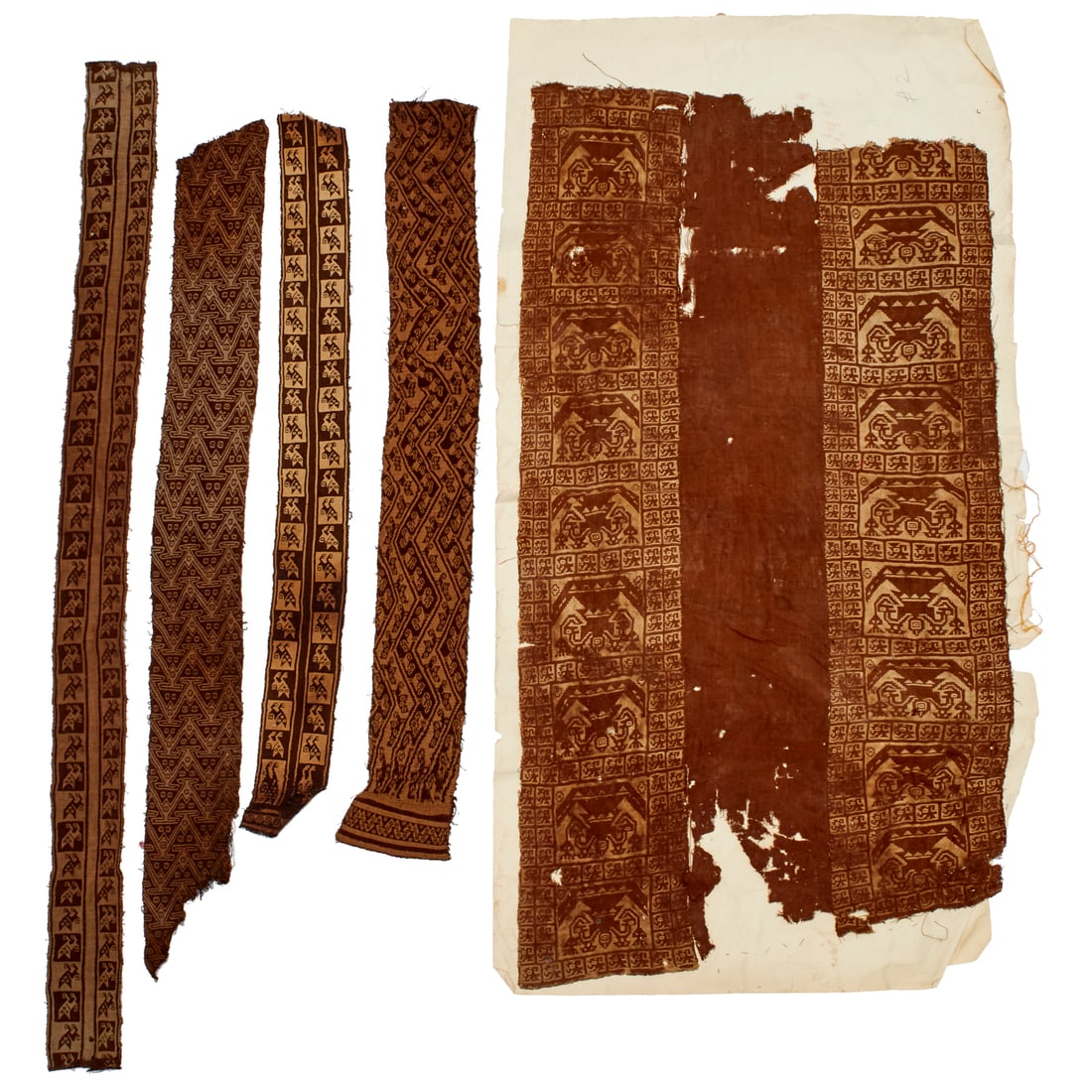 Chancay Culture, (5) textile fragments (1 of 6)