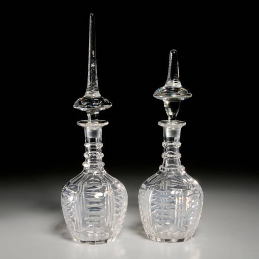Near Pair Large Czech Crystal Decanters