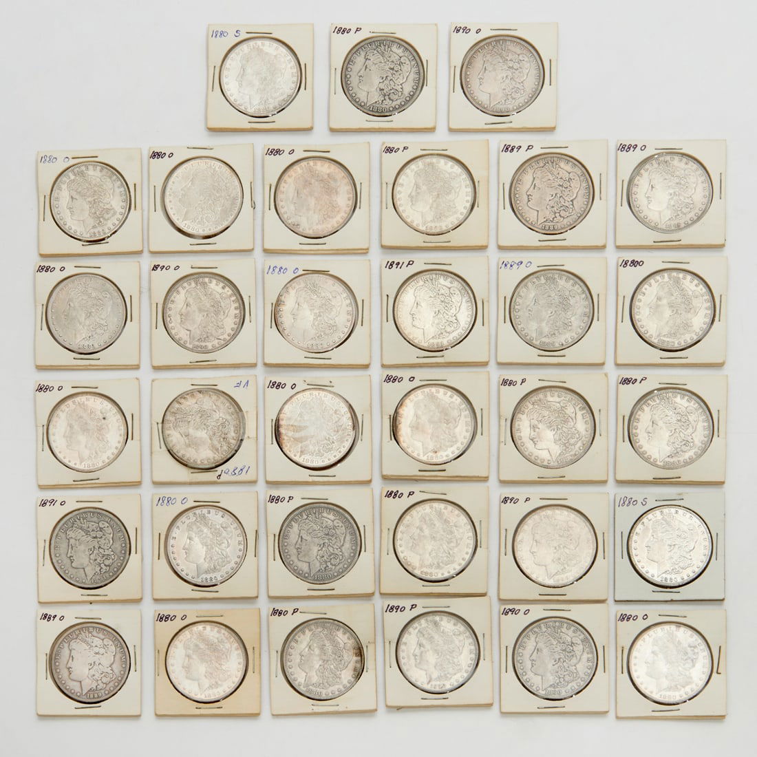 (33) Morgan silver dollars, 1880, 1889, 1890, 1891 (1 of 8)