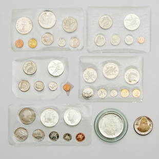 (7) Franklin Mint Coins of the Realm: (7) Franklin Mint Coins of the Realm, Includes: (2) sets of the 1974 Coinage of the British Virgin Islands; 1974 Jamaica set; First National Coinage of Barbados, 1973; Coinage of Belize, 1974; The 197