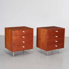George Nelson, pair teak Thin Edge chests (1 of 6)