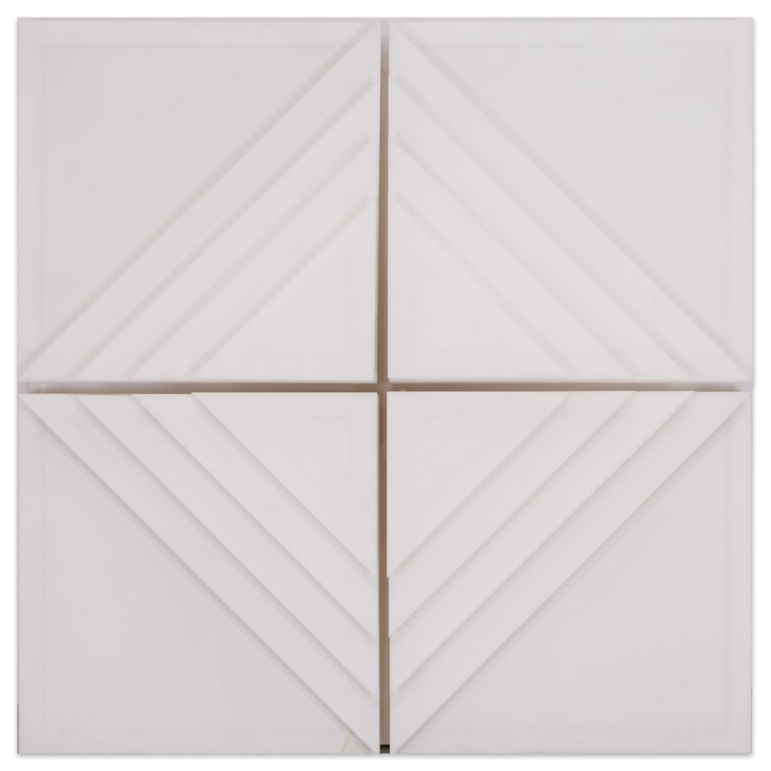 Mon Levinson, acrylic wall sculpture, c. 1960s: Mon Levinson, acrylic wall sculpture, c. 1960s, Mon Levinson (American, 1926-2014), Untitled, assembled white plexiglass construction, 36"squ x 8"d Provenance: A Private Collection: 502 Park Avenue, N