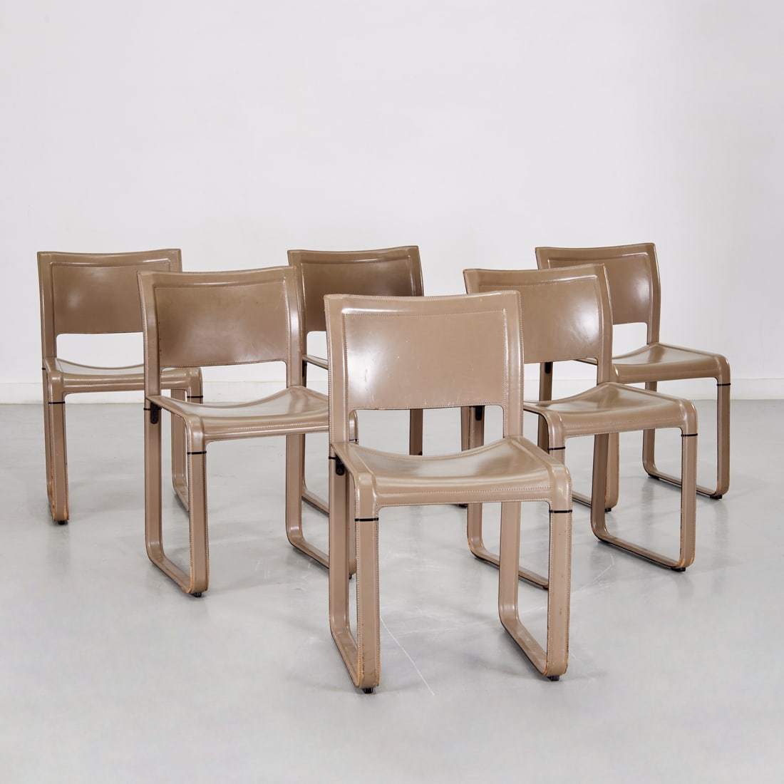 Matteo Grassi, (6) green leather dining chairs (1 of 9)
