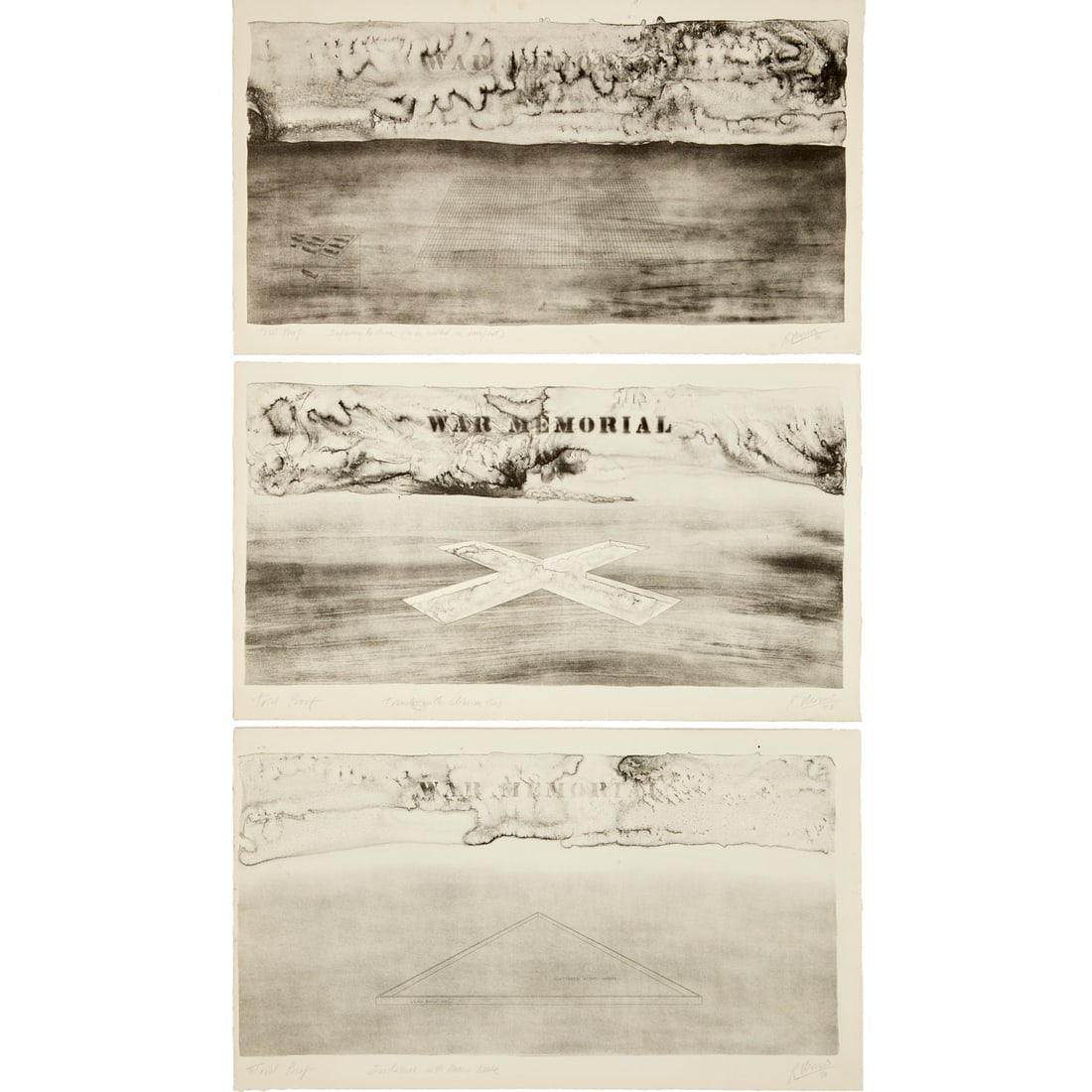 Robert Morris, (3) trial proof lithographs, 1970 (1 of 13)