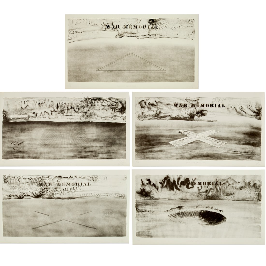Robert Morris, set of (5) lithographs, 1970 (1 of 9)