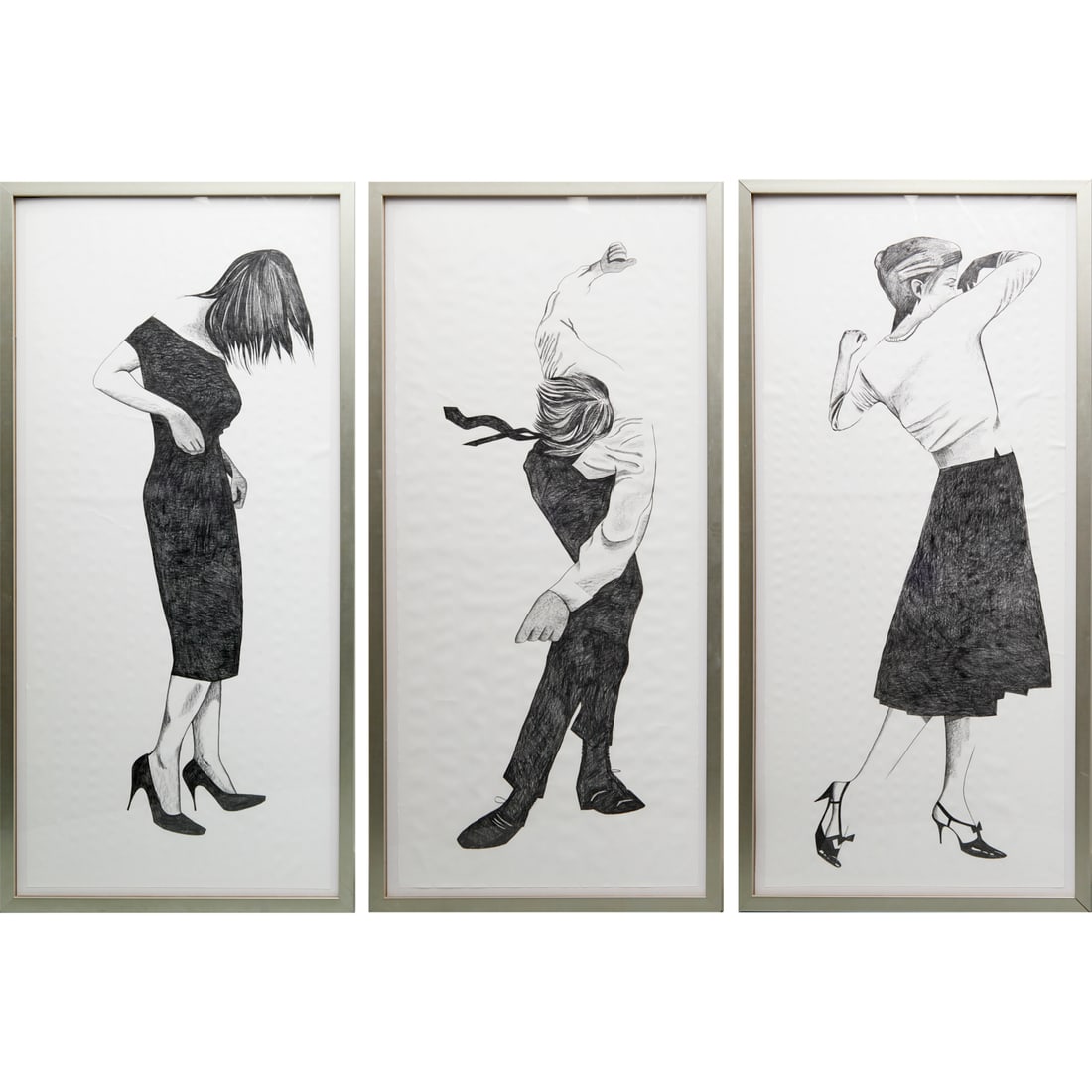 Robert Longo (after), oversize triptych drawing (1 of 8)