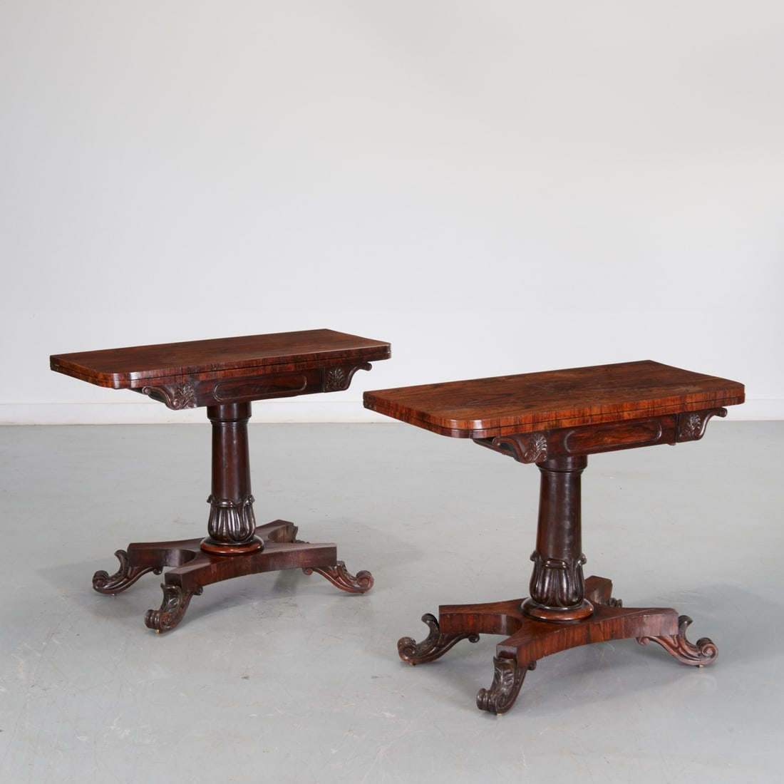 Pair William IV rosewood card tables (1 of 11)