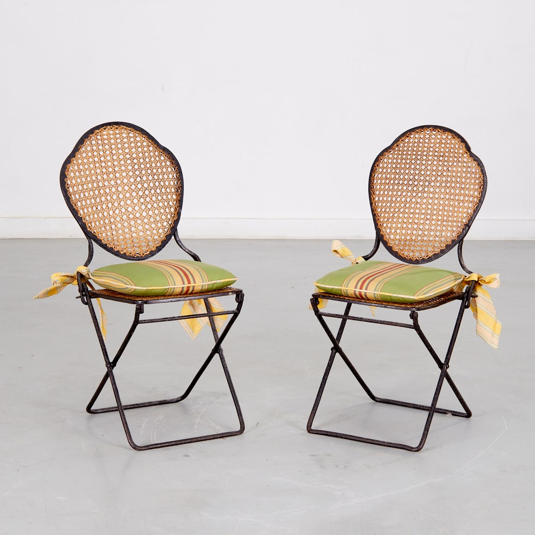 Pair French wrought iron folding campaign chairs (1 of 6)