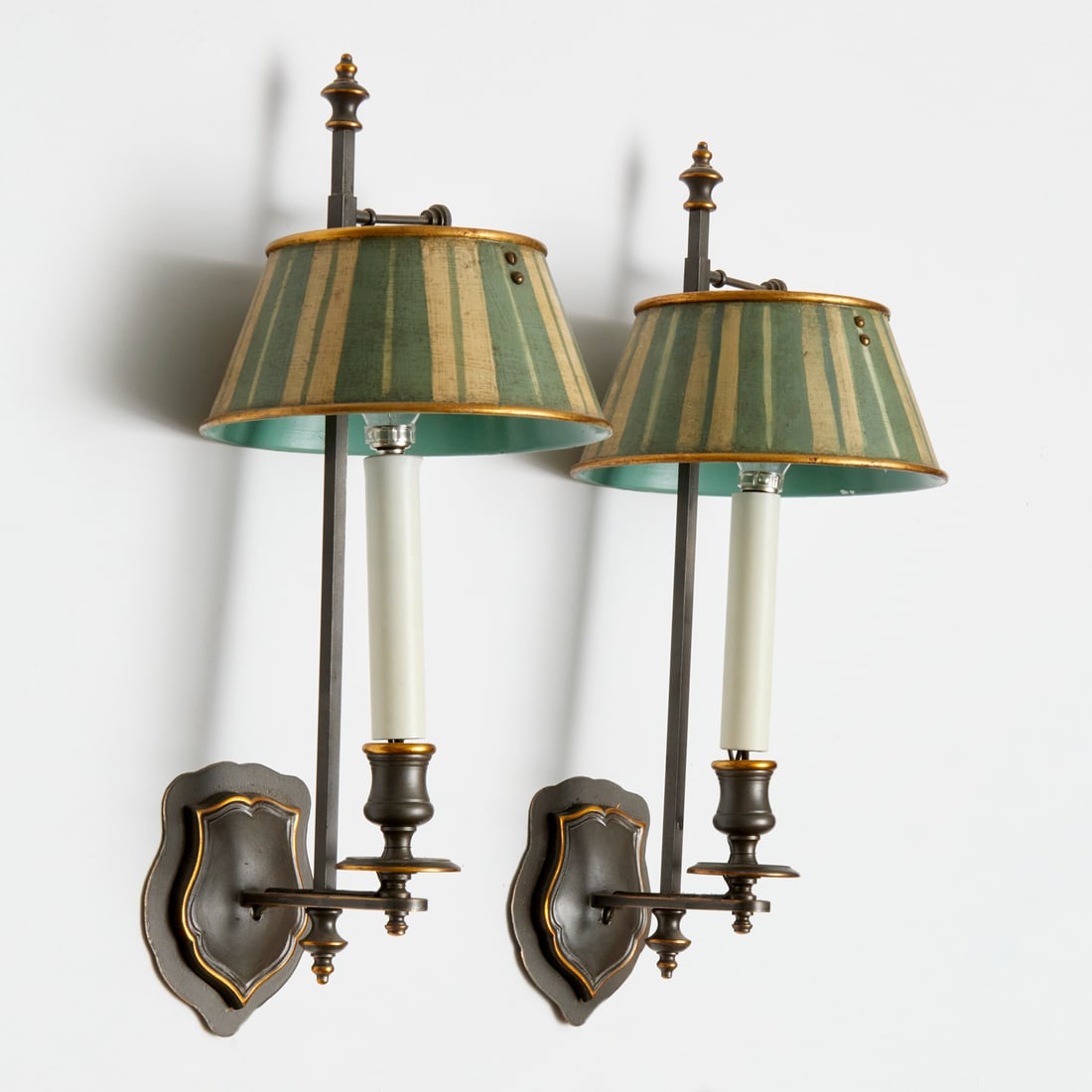 Pair Empire style bronze, tole wall sconces (1 of 4)