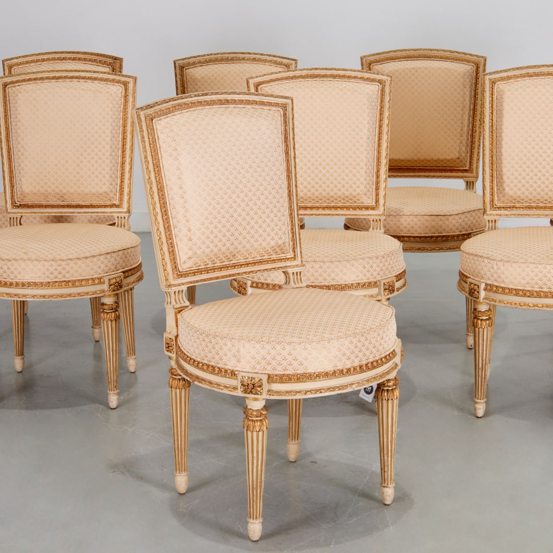 (6) Napoleon III cream painted gilt dining chairs (1 of 8)