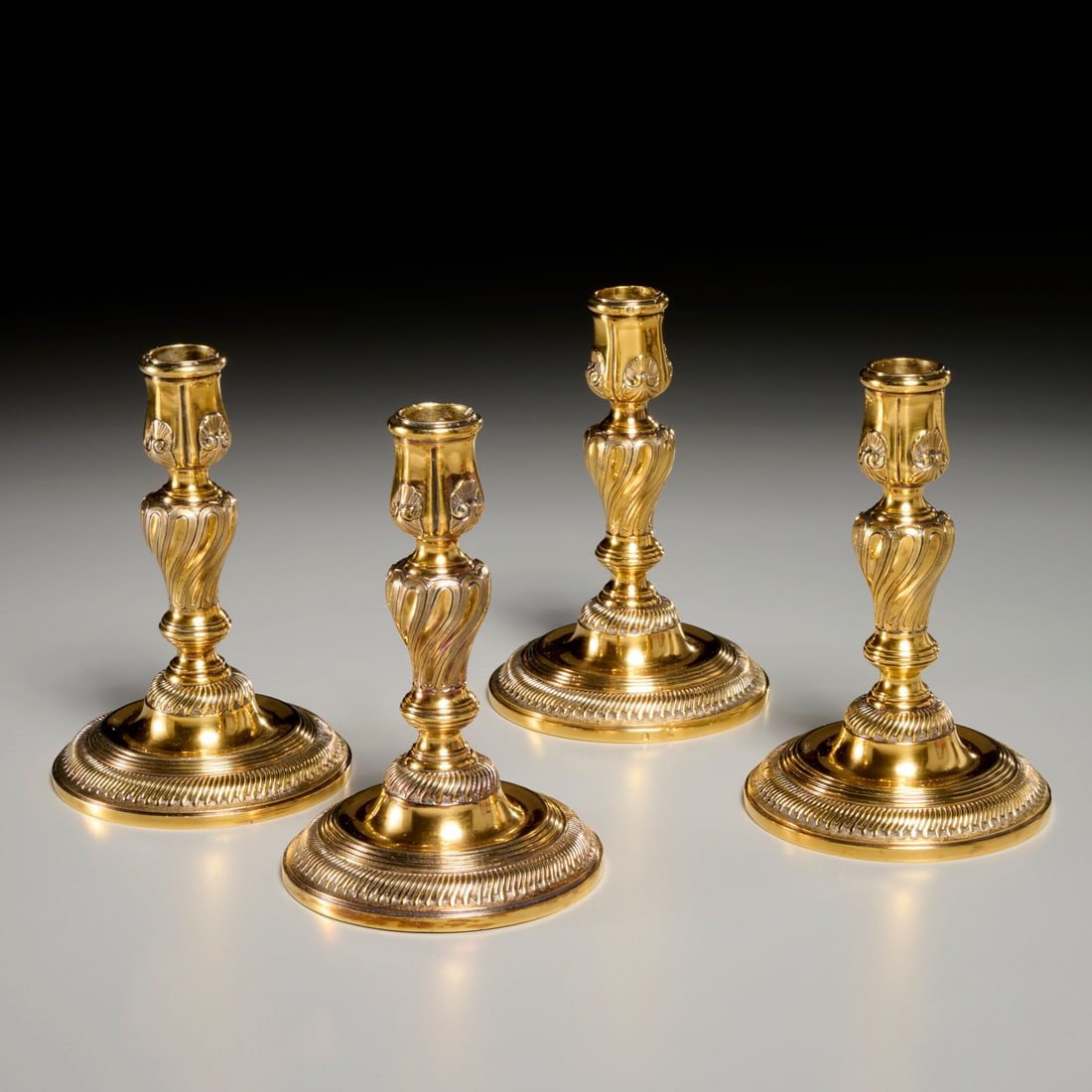 Emile Puiforcat, (4) vermeil silver candlesticks (1 of 6)