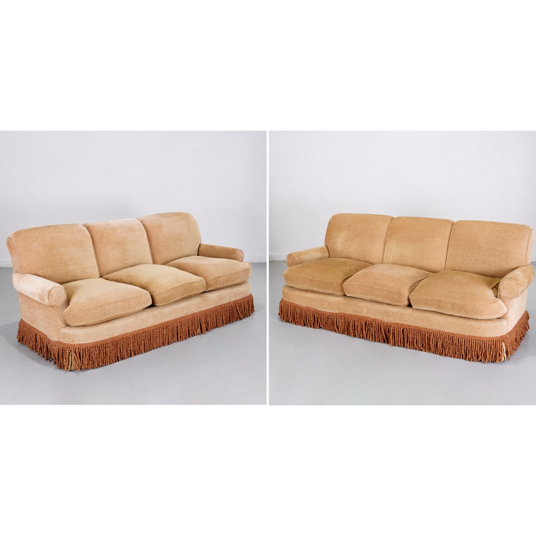 Pair Custom Designer Upholstered 3seat Sofas Auction