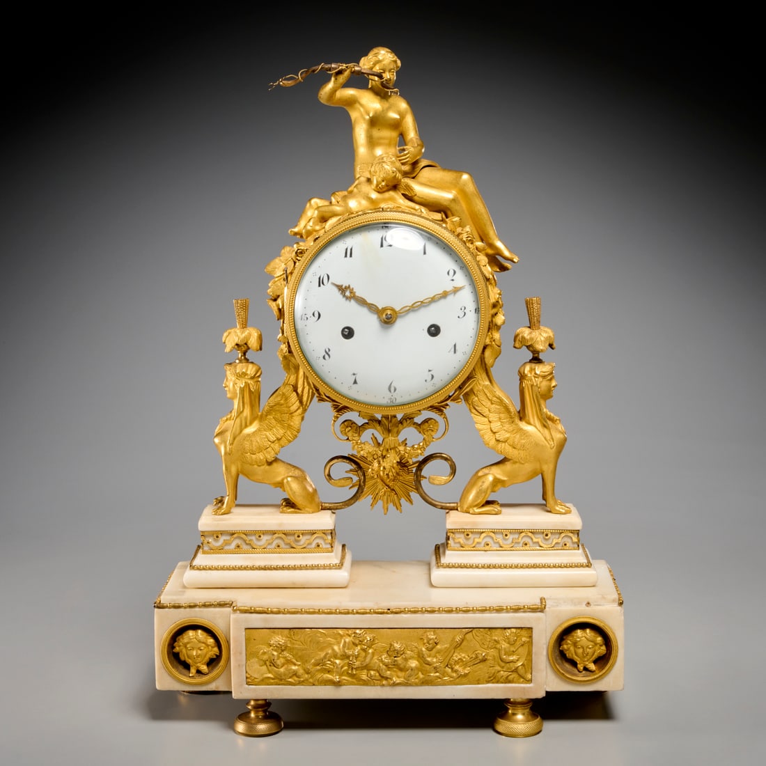 Louis XVI style bronze and marble mantel clock (1 of 13)