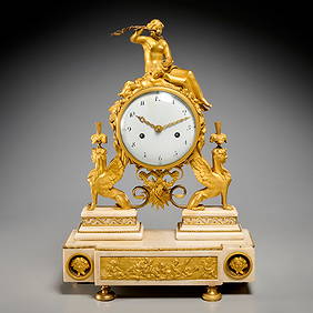 Louis XVI style bronze and marble mantel clock (1 of 13)