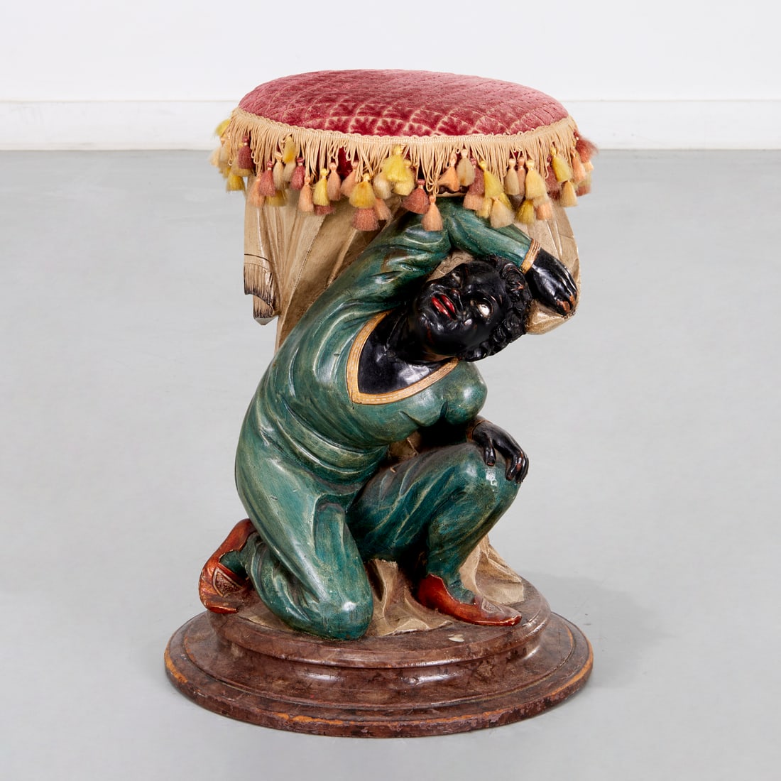Venetian polychromed wood figural stool (1 of 7)