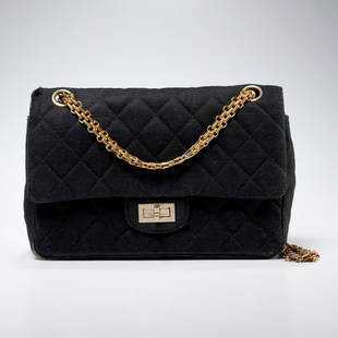 Chanel Bag 2.55 circa jersey 1960 Black Gold hardware Cotton ref.385712