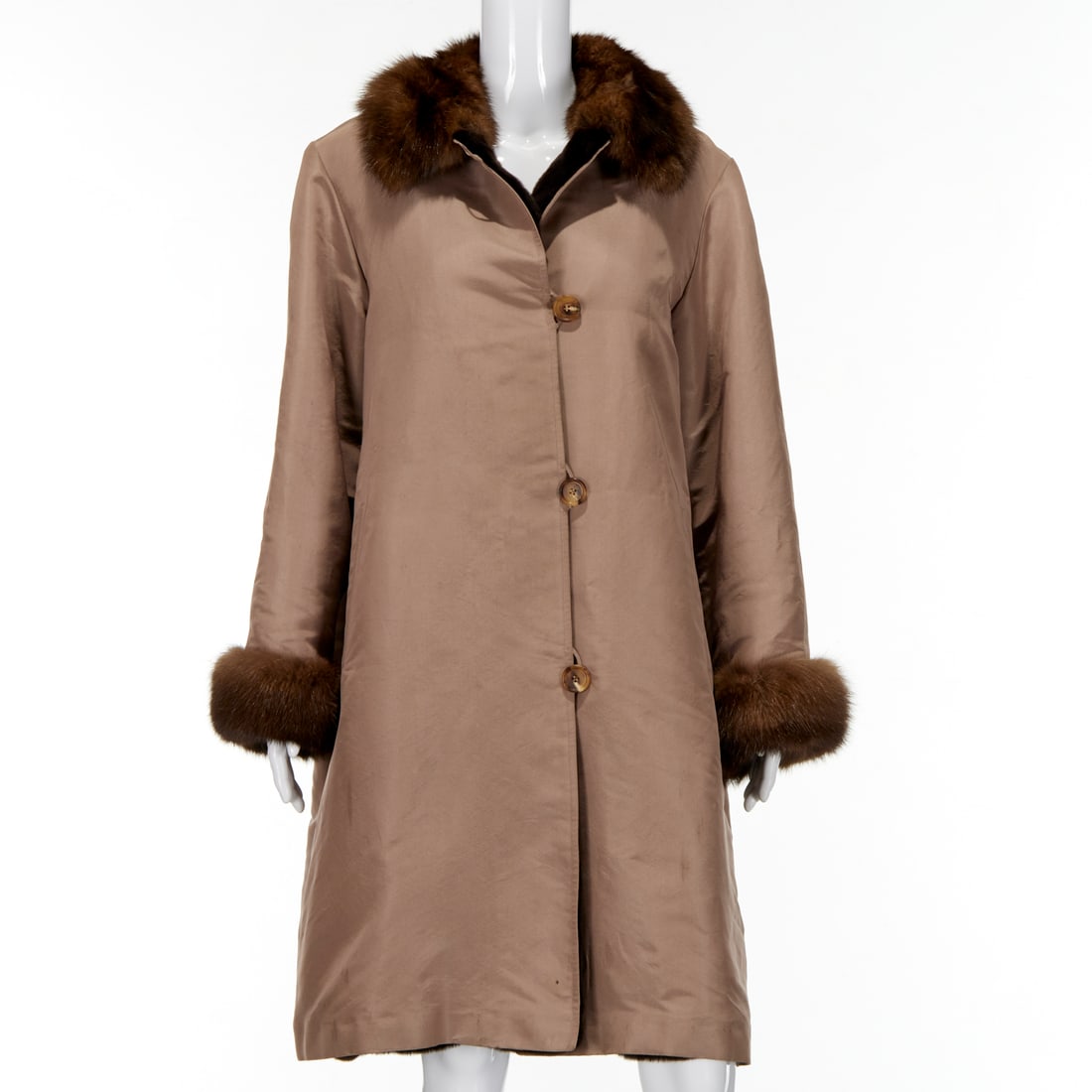 Alixandre taffeta & sable coat, mink lined (1 of 7)