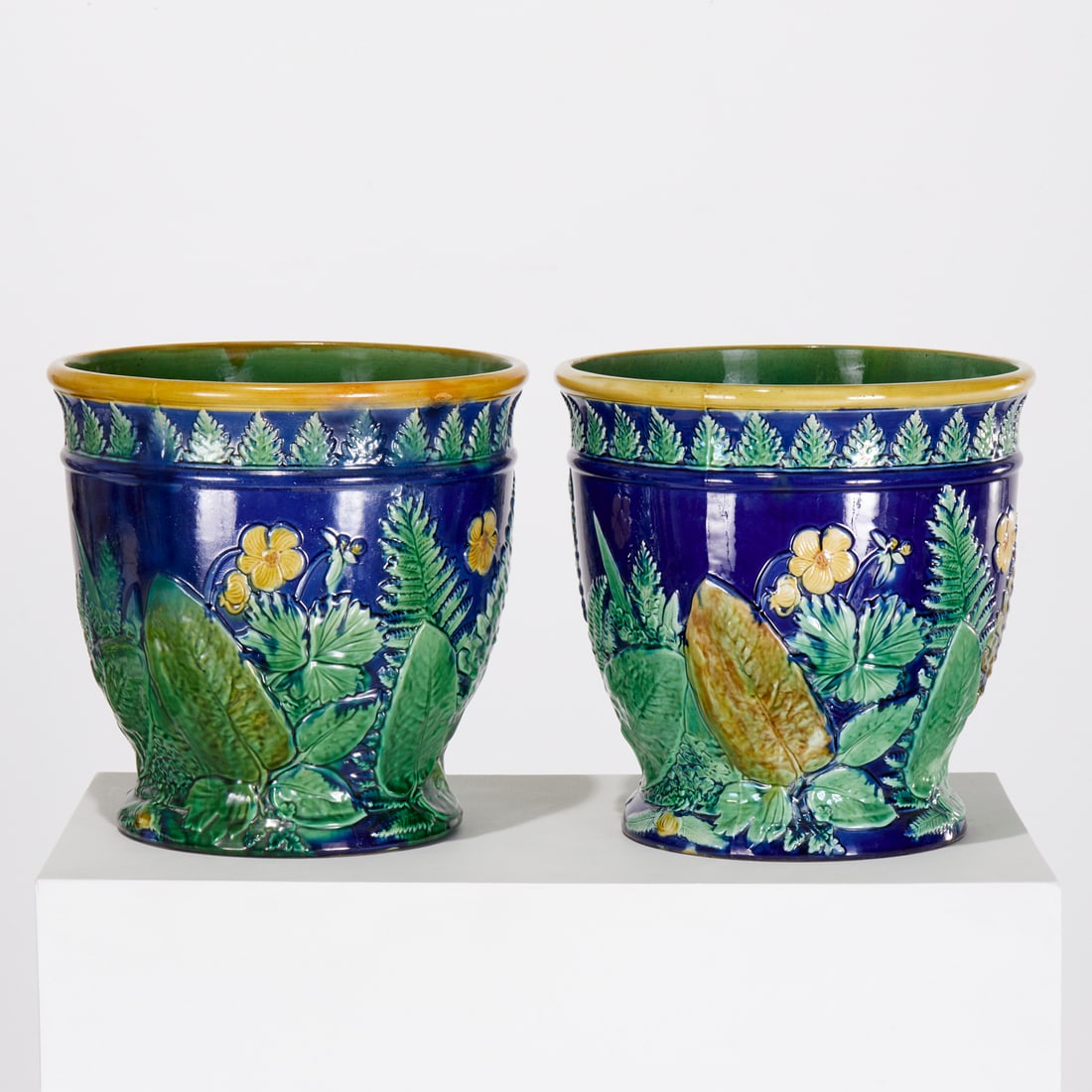 Pair Adams & Bromley majolica jardinieres (1 of 5)