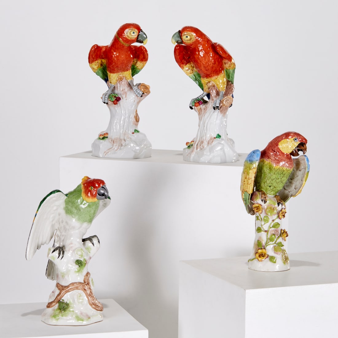 (2) Pairs large Meissen style porcelain parrots (1 of 9)