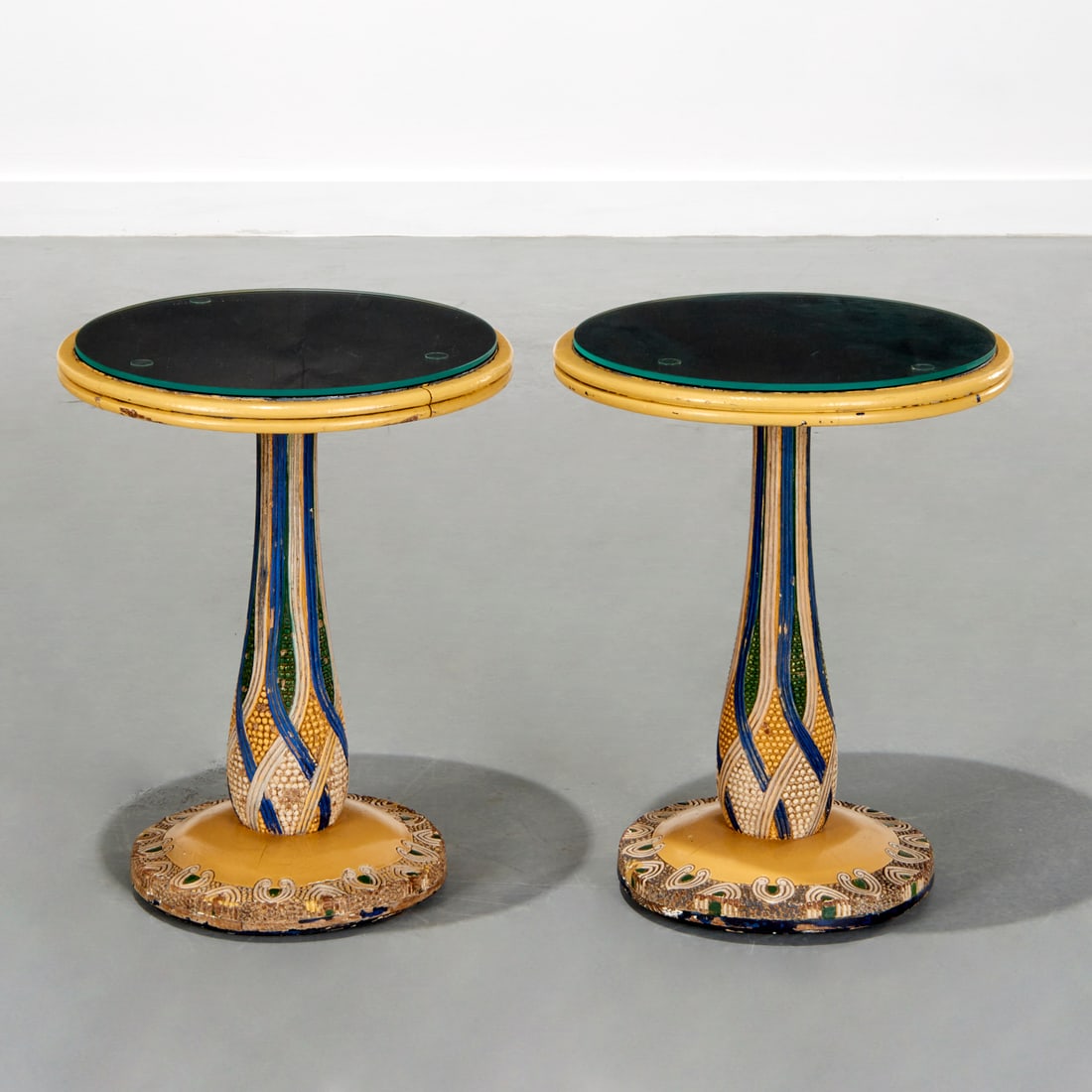 Pair Jungendstil slate, painted wood side tables (1 of 5)