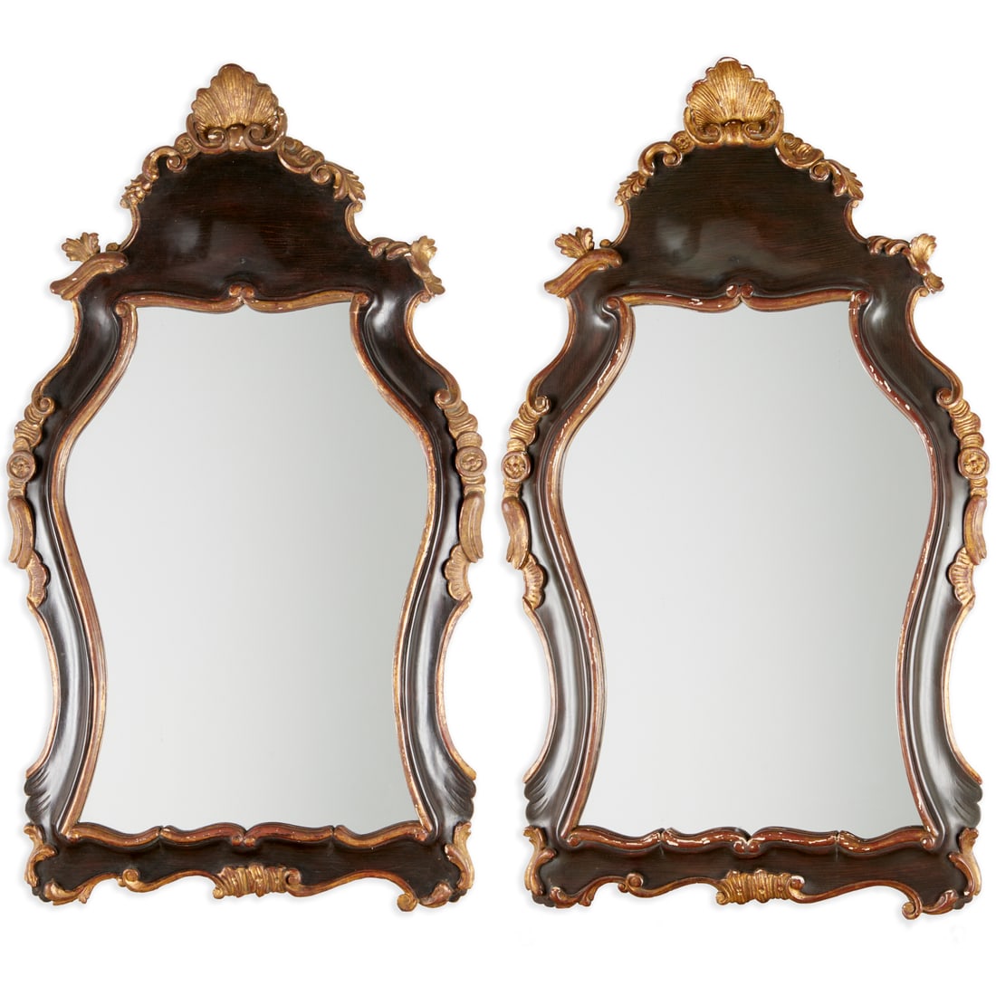 Pair Italian Rococo style parcel gilt pier mirrors (1 of 7)