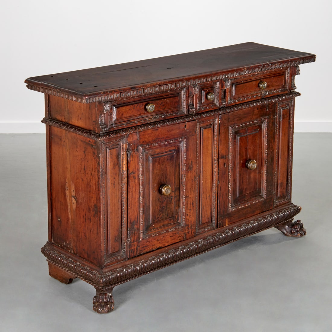 Italian Baroque carved walnut credenza (1 of 8)