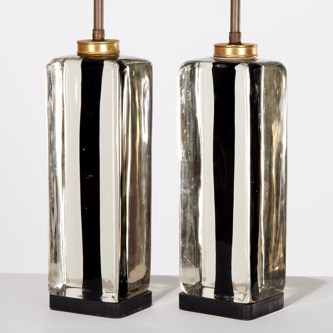Pair Murano sommerso glass block table lamps (1 of 5)