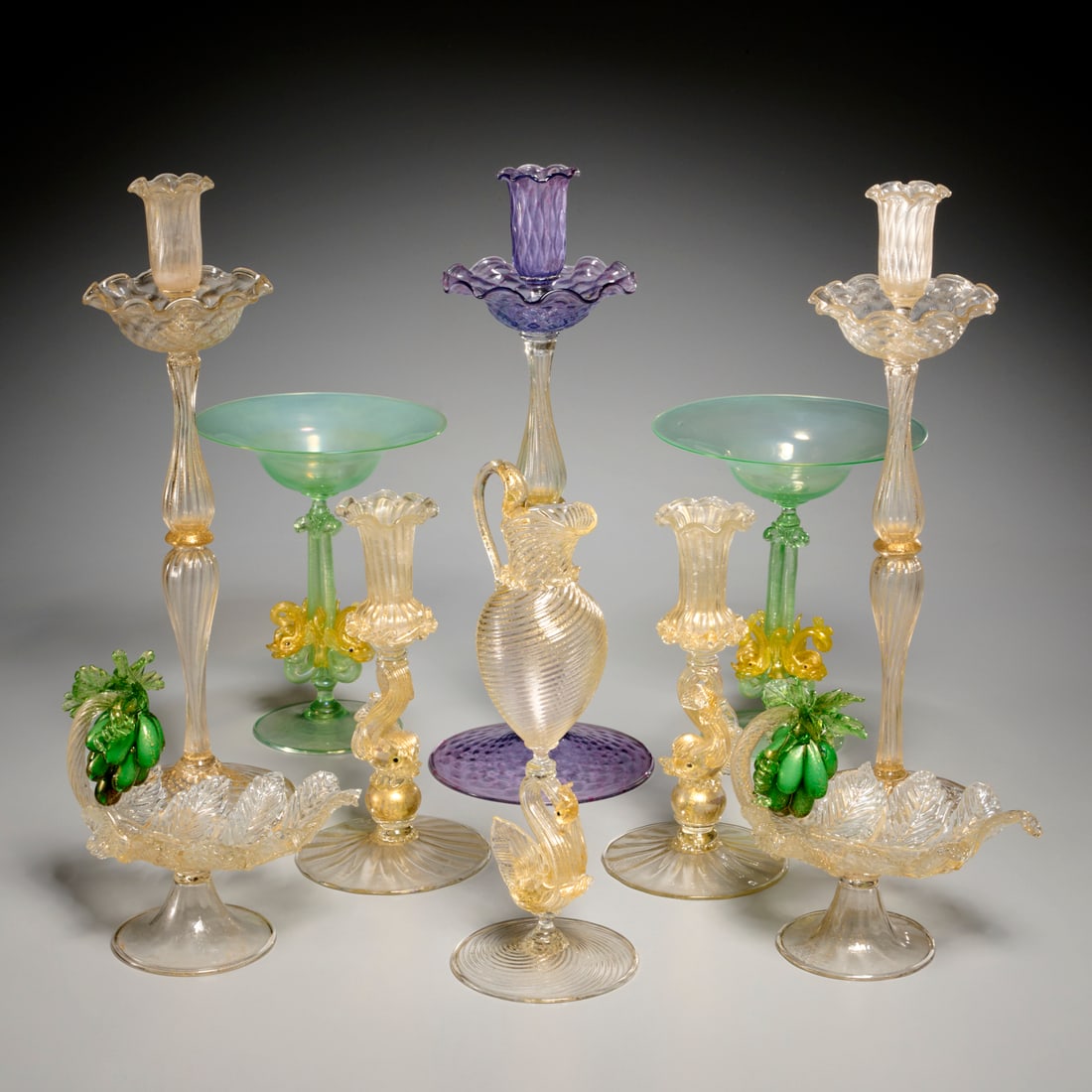 Group Salviati style Murano glass tablewares (1 of 8)