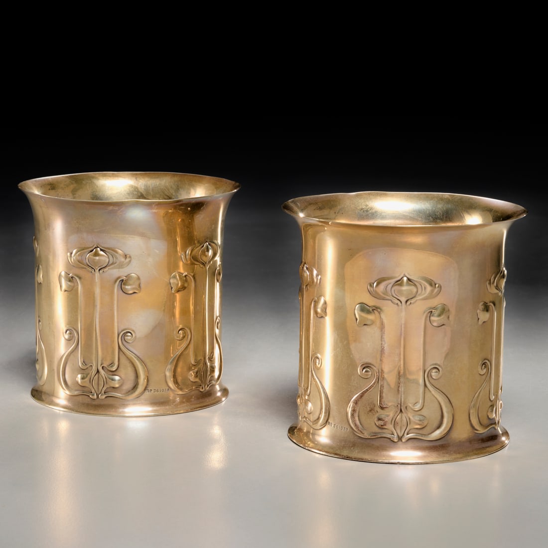 Edwardian sterling Art Nouveau bottle coasters (1 of 7)