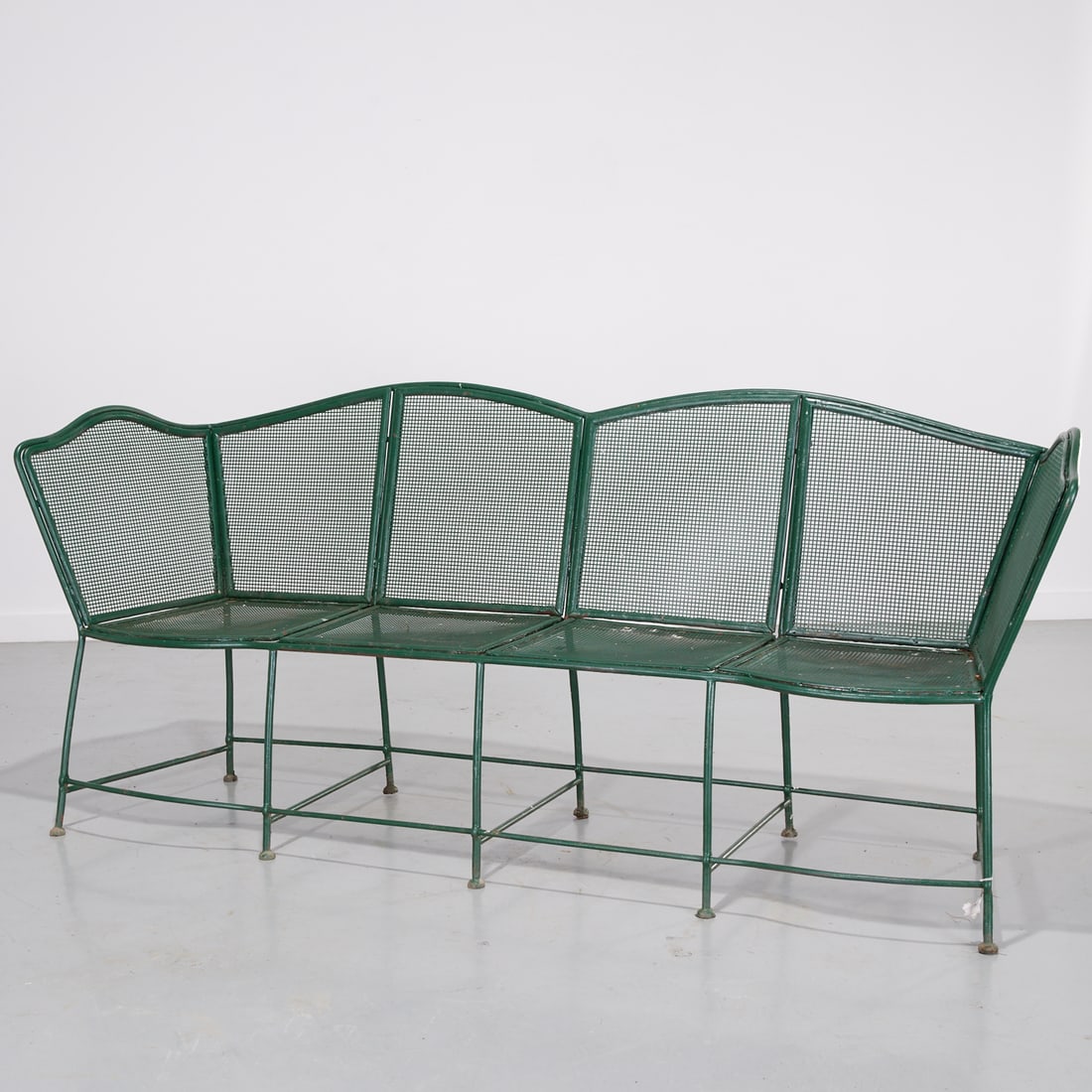 French Mid-Century green painted garden bench (1 of 8)