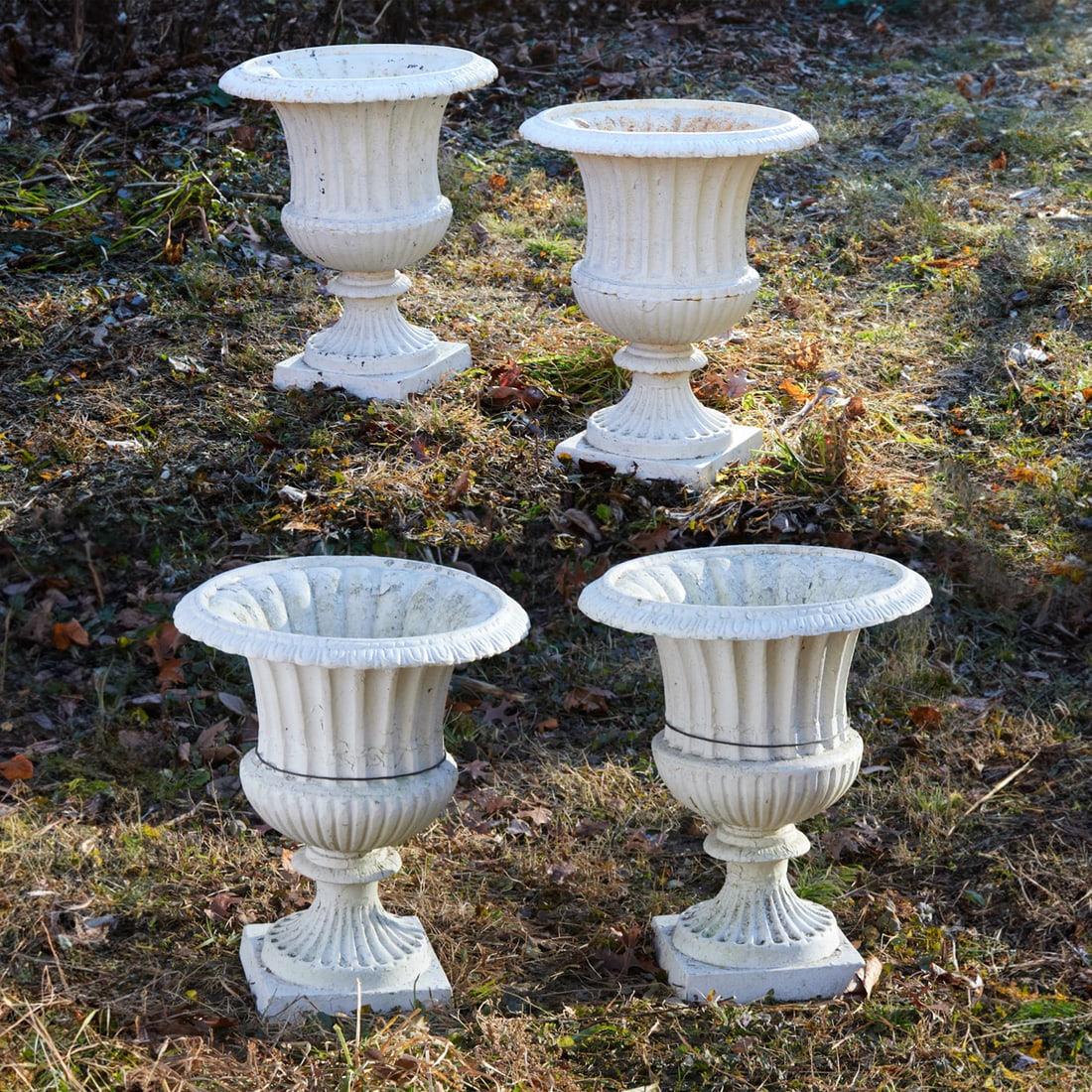 (2) Pairs antique cast iron garden urns (1 of 7)