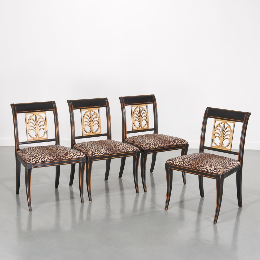 Set (4) Regency style ebonized side chairs (1 of 8)