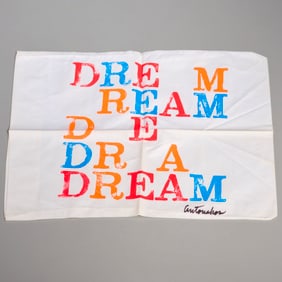Stephen Antonakos, screenprint on pillowcase