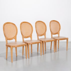 Set (4) Italian rope carved side chairs